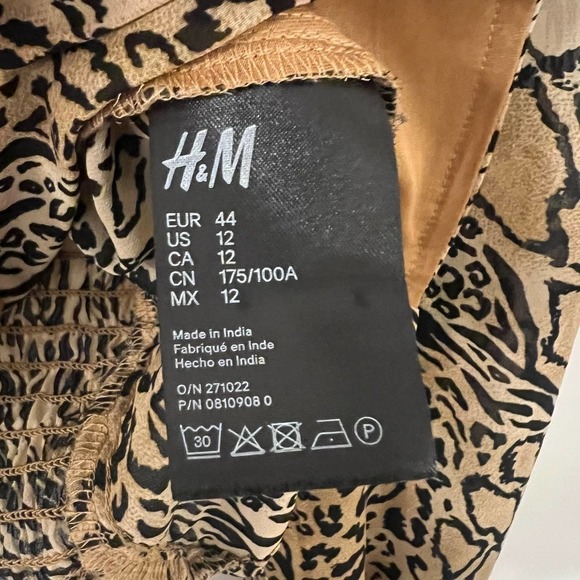 H&m Leopard Long Sleeve Blouse Size 12 - Picture 4 of 6